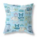 Palacedesigns 16 in. Sky Blue Tribal Indoor & Outdoor Zip Throw Pillow Sky Blue & White PA3664122